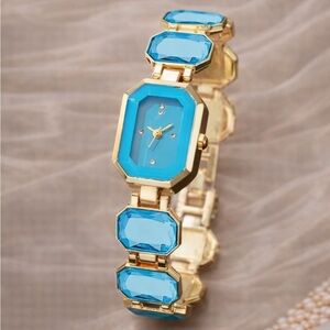 Golden Sapphire Turquoise Classic Wristwatch